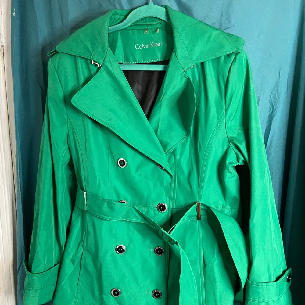 Green Calvin Klein Military Trench Coat